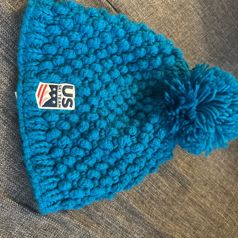 Spider Blue Pom-Pom Beanie US Ski team